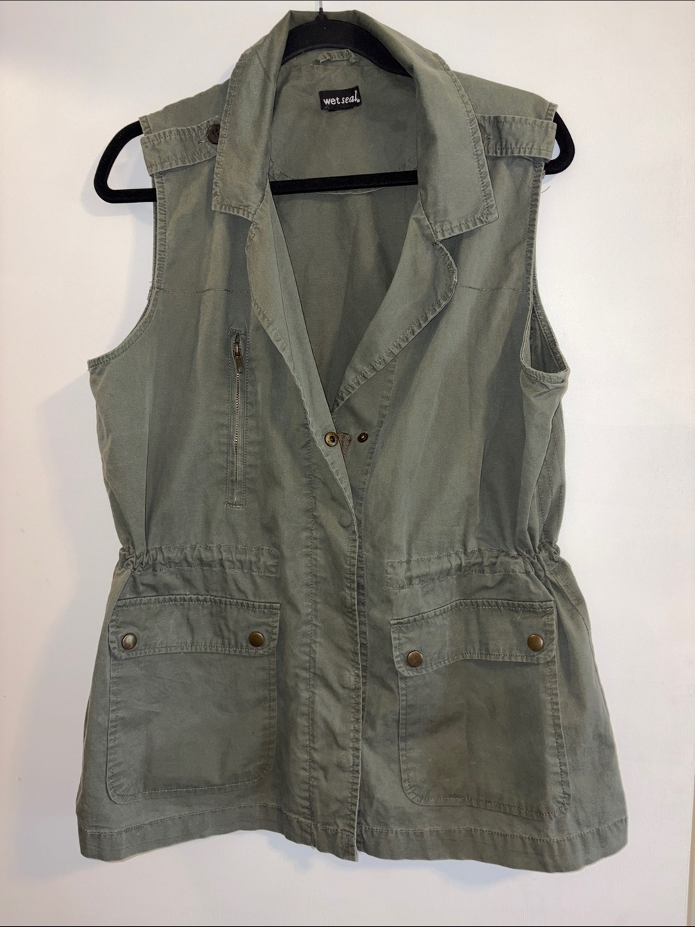Wet Seal Olive Green Sleeveless Utility Vest